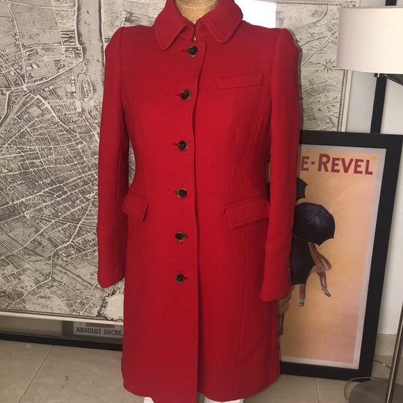 J.Crew Double Cloth wool red coat size 10 - Picture 1 of 16